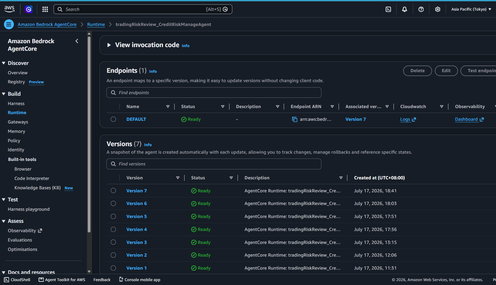 AgentCore Runtime endpoint