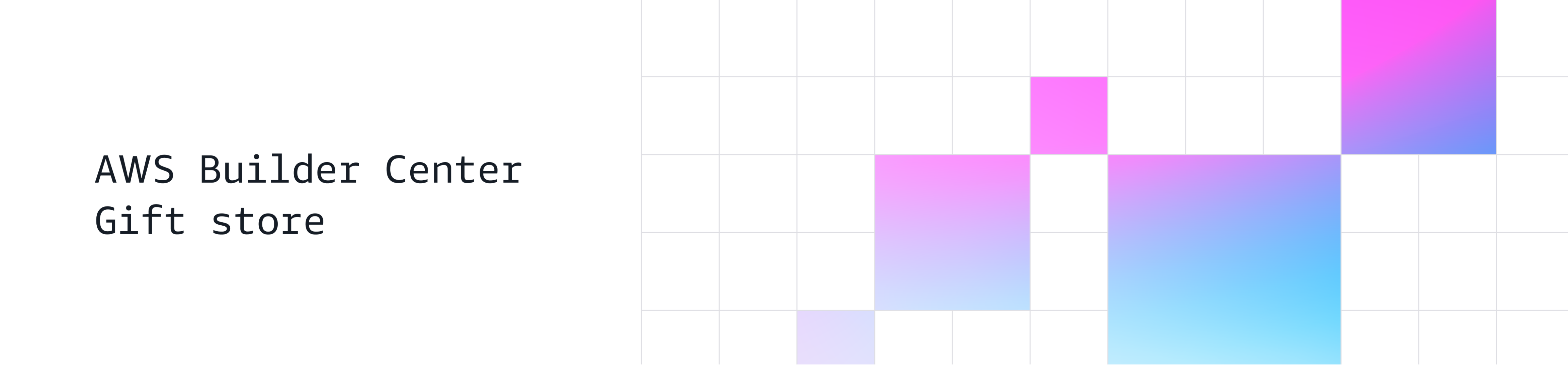 AWS Builder Center Gift store — neon grid banner