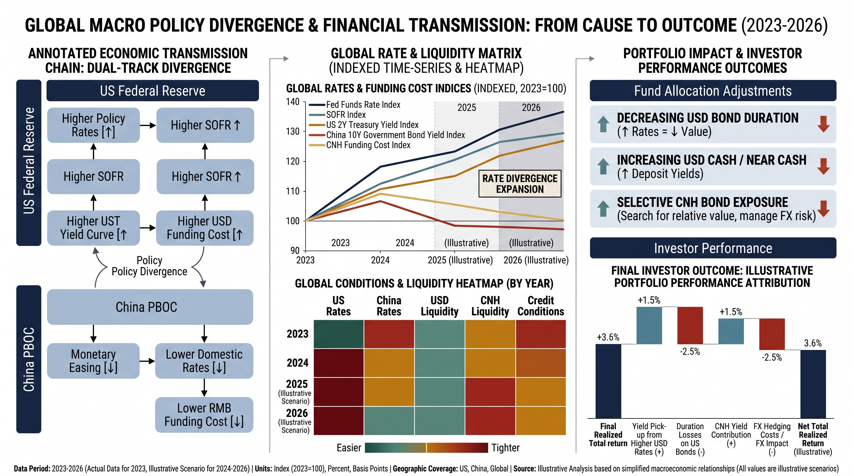 Global macro cause map: energy, rates, funding, and portfolio transmission.